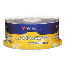 Verbatim DVD+RW Discs 4.7GB 4x Spindle 30/Pack 94834 - $39.89