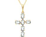 Galaxy Gold GG 9K Yellow Gold Natural Aquamarine Cross Pendant Necklace,... - $524.69+
