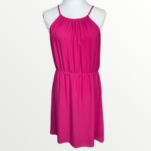 LOFT Fuchsia Pink Elastic Waist Mini Halter Dress Size 8 - £19.73 GBP