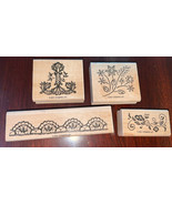STAMPIN UP 2001 Elegant Embroidery Set of 4 Stamps Stamp Flowers Plant P... - £4.60 GBP