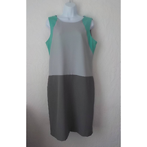Sharagano Size 10 Gray Sheath Dress Colorblock Sleeveless Zip Up Career Classic  - £12.03 GBP