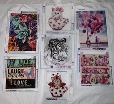 Completed DIAMOND PAINTING art WALL HANGING finished Cats Floral Lot - $54.89 CAD