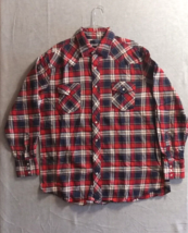 Wrangler Men&#39;s Pearl Snap Shirt Plaid Flannel Red XL Western Rockabilly - £10.23 GBP