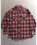 Wrangler Men&#39;s Pearl Snap Shirt Plaid Flannel Red XL Western Rockabilly - £10.35 GBP