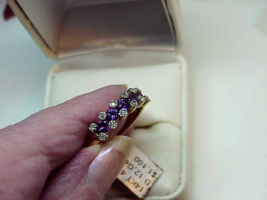 14K Yellow Gold  5 Amethyst 12 Diamond Band  Ring Sz 9 1.00ct New Tag JS... - £382.77 GBP