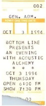 Vintage Acoustic Alchemy Ticket Stub October 3 1996 The Bottom Line New York NY - $39.58