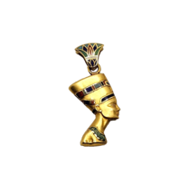 Egyptian Queen Nefertiti 18k Yellow Gold &amp; Enamel Pendant - £336.32 GBP