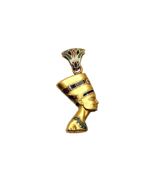 Egyptian Queen Nefertiti 18k Yellow Gold &amp; Enamel Pendant - £335.28 GBP
