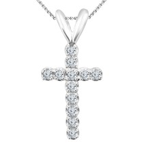 1/10 Cts Pierre Lab-Created Moissanite Croix Collier 925 Argent Sterling - £60.26 GBP