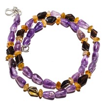 Amethyst Sage Natural Gemstone Beads Jewelry Necklace 17&quot; 96 Ct. KB-520 - £8.71 GBP
