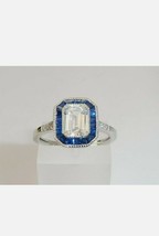 Ladies Style 925 Ster Simulated ling Fine Silver Blue &amp; White Sapphire Ring - $57.14