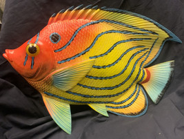 Colorful Coral Reef Fish Wall Art Decor Hand Painted Poly Resin 21” - £13.58 GBP