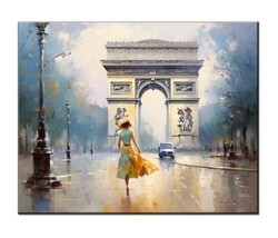 Giclee Morning in Paris - Girl Walking to Arc de Triomphe- French Street Print - £6.84 GBP+