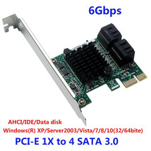 Pcie Pci Express To 6G Sata3.0 4-Port Sata Iii Expansion Controller Card Adapter - £31.77 GBP