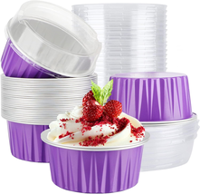 Mini Cake Pan, 30Pcs 5Oz Disposable Aluminum Foil Cupcake Liners Ramekins Baking - £14.33 GBP