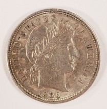 1905 10C Dime Barber In Condizioni AU, Buona Attrattiva Visiva, Forte Lucentezza - £58.58 GBP