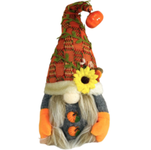 Fabric Gnome Fall Pumpkin Halloween Sunflower Shelf Doll Stuffed Animal 10&quot;x4.5&quot; - £9.60 GBP