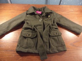 Pink Platinum Girls Green Army Jacket Coat Size 2T SI 408 - £12.67 GBP