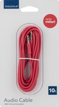 NEW Insignia 10ft 3.5mm Audio Cable CORAL RED Stereo Auxiliary Pink NS-M10AUX2 - $6.35