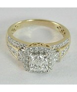 3Ct Princess Cut Lab Created Diamond 14K Gold Plated Engagement Cluster ... - $2,957.67 MXN
