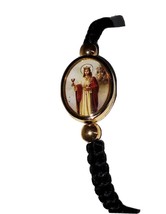 St. Santa Barbara Pulsera negra /Saint Barbara Black bracelet adjustable... - £7.68 GBP