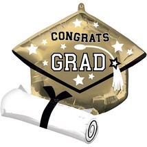Graduation Mylar Supershape™ Balloon 25&quot; Cap Design Congrats Grad 1 Per Package - £6.23 GBP