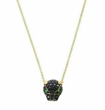 0.44Ct Simulated Black Diamond Panther Pendant 14K Yellow Gold Plated Silver - £67.25 GBP