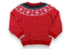 Vtg College Point Fair Isle Holiday Sweater Crewneck Pullover Cottagecor... - $37.13