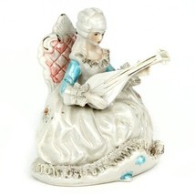 Gorgeous Vtg Mother-of-Pearl Dresden Lace Porcelain French Aristocrat Lute - £391.55 GBP