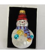Snowman Hand Crafted Glass Christmas Ornament In Box 3 1/2” w/ Tag - $307.14 MXN