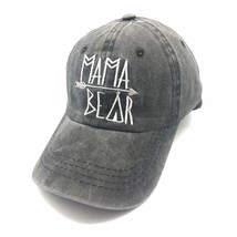 Women&#39;S Embroidered Mama Bear Hat Vintage Distressed Baseball Dad Cap Black - £23.72 GBP