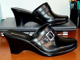 Naturalizer Minnie Leather Upper Clogs 10M Black Slip On Mule Slides Blo... - $21.99