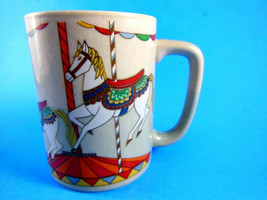 Vintage Otagiri Carousel Mug Horses with Gold Coffee Cup Tea Cup Japan - £8.06 GBP