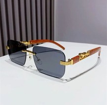 Small Rectangle Rimless Sunglasses Men 2024 Luxury Brand Frameless Leopa... - $19.35