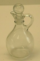 Vinegar or Oil Cruet Clear Glass Bottle Round Stopper Vintage Glassware MCM - $19.79