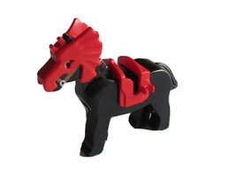 Vintage LEGO Black Horse w/ Red Saddle + Helmet 6081 Fortress Castle Knight - $302.96 MXN