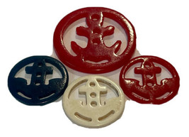Lot 4 Red White Blue Circle Anchor Patriotic USA Nautical Plastic Buttons - £12.62 GBP