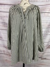 Crown &amp; Ivy Striped Blouse Womens XL Split Neck 3/4 Sleeves Gold Shimmer Pleated - £12.83 GBP