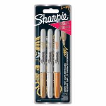 Sharpie Permanent Markers | Fine Tip | Assorted Metallic Colours | 3 Count - £10.33 GBP