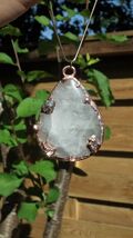 Milky quartz pendant / Electroformed copper / Free Copper Chain - $28.98