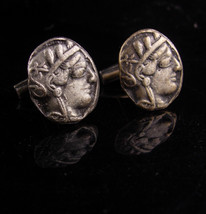 Ancient Greek Coin Cufflinks - Vintage Julius Caesar -  estate jewelry - Roman t - £129.48 GBP