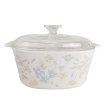 Vtg 1980s CORNING WARE Pastel Bouquet 3 Quart 3L Casserole Dish A-3-B Pyrex Lid - $38.70