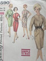 Simplicity Sewing Pattern 4590 Dress Sheath Shift Misses Size 18 PARTIAL... - $7.27