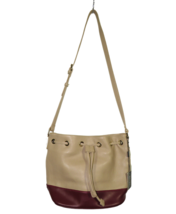 SUSU Leather Bucket Bag Beige Wine Crossbody Shoulder Bag - £133.36 GBP