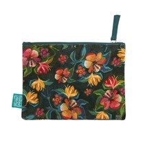 &quot;Flowers&quot; Zip Pouch~#ARP2032 Cotton Canvas 8&quot;x6&quot; Make-up, Pens/Pencils, ... - $9.66