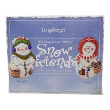 Vtg Longaberger Pottery 1999 Snow Friends Cookie Mold Series Snowball Flurry Box - $12.19