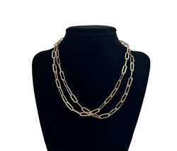Lot of 2 Paper Clip Gold Tone Necklaces 16&quot; Long Layering - $11.88