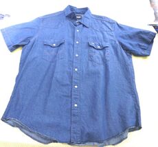 Mens Wrangler Denim Western Pearl Snap Button Short Sleeve Shirt XL 100%... - $19.97 CAD