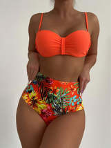 Floral Patchwork Padded Tie-up Back Bikini - $27.95