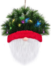 NEW Christmas Gnome LED Lighted Wreath Wall Door Holiday Decor 10 in. faux pine - £9.68 GBP